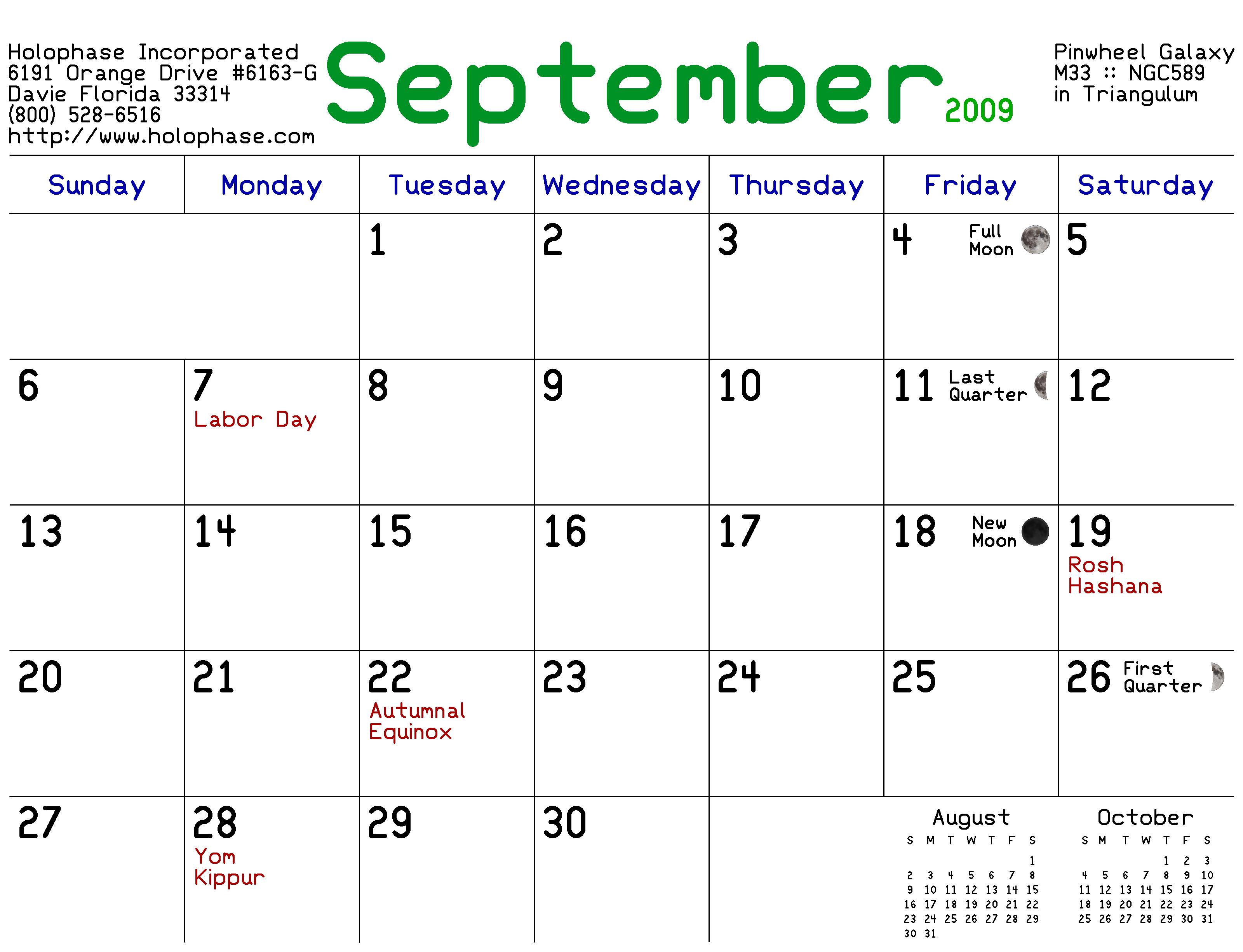 Aug 2009 Calendar August 2009 Monthly calendar